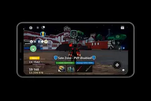 Roblox gameplay running on an Android phone with Delta Executor attached
